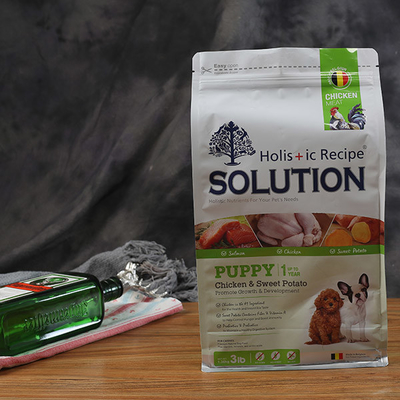 Bolsos inferiores planos de empaquetado del escudete de la bolsa del soporte del bolso del alimento para animales plástico del perro BRC para arriba con la cremallera