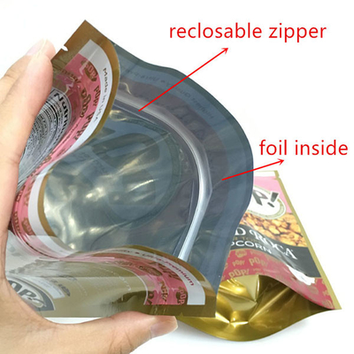 Levántese la cremallera que las bolsas de empaquetado de Doypack del almacenamiento termosoldable  que se puede volver a sellar de la comida empaquetan con la ventana clara