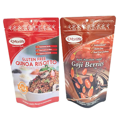 Levántese la cremallera que las bolsas de empaquetado de Doypack del almacenamiento termosoldable  que se puede volver a sellar de la comida empaquetan con la ventana clara