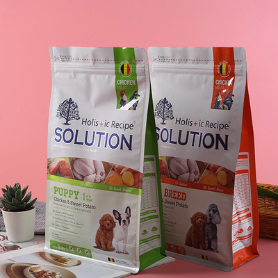 Bolsas de reciclaje plásticas reciclables inferiores planas grandes del alimento para animales de los bolsos de la comida de perro 500g