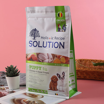 Bolsas de reciclaje plásticas reciclables inferiores planas grandes del alimento para animales de los bolsos de la comida de perro 500g
