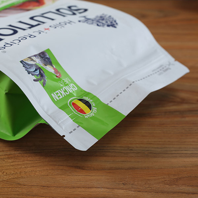 Bolsos inferiores planos de empaquetado del escudete de la bolsa del soporte del bolso del alimento para animales plástico del perro BRC para arriba con la cremallera