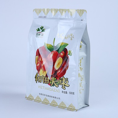 Bolso inferior plano grande de la categoría alimenticia de la capacidad 500g que empaqueta el soporte plástico encima de la bolsa que se puede volver a sellar