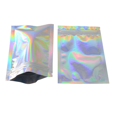 Laser que se puede volver a sellar superficial brillante del color del arco iris de los bolsos de la cremallera olográfico